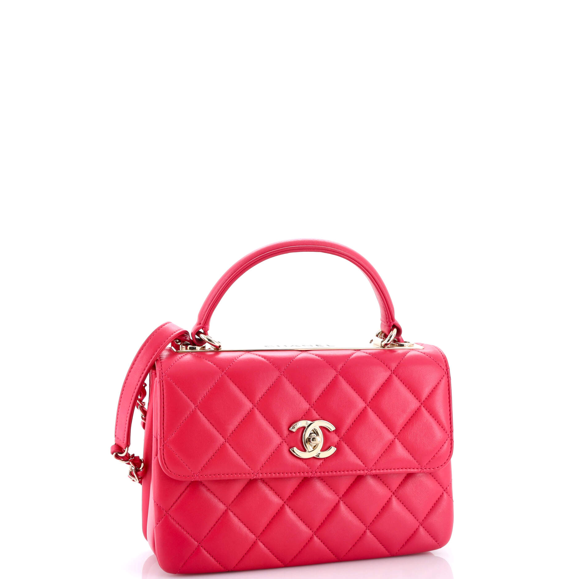 Trendy CC Top Handle Bag Quilted Lambskin Small