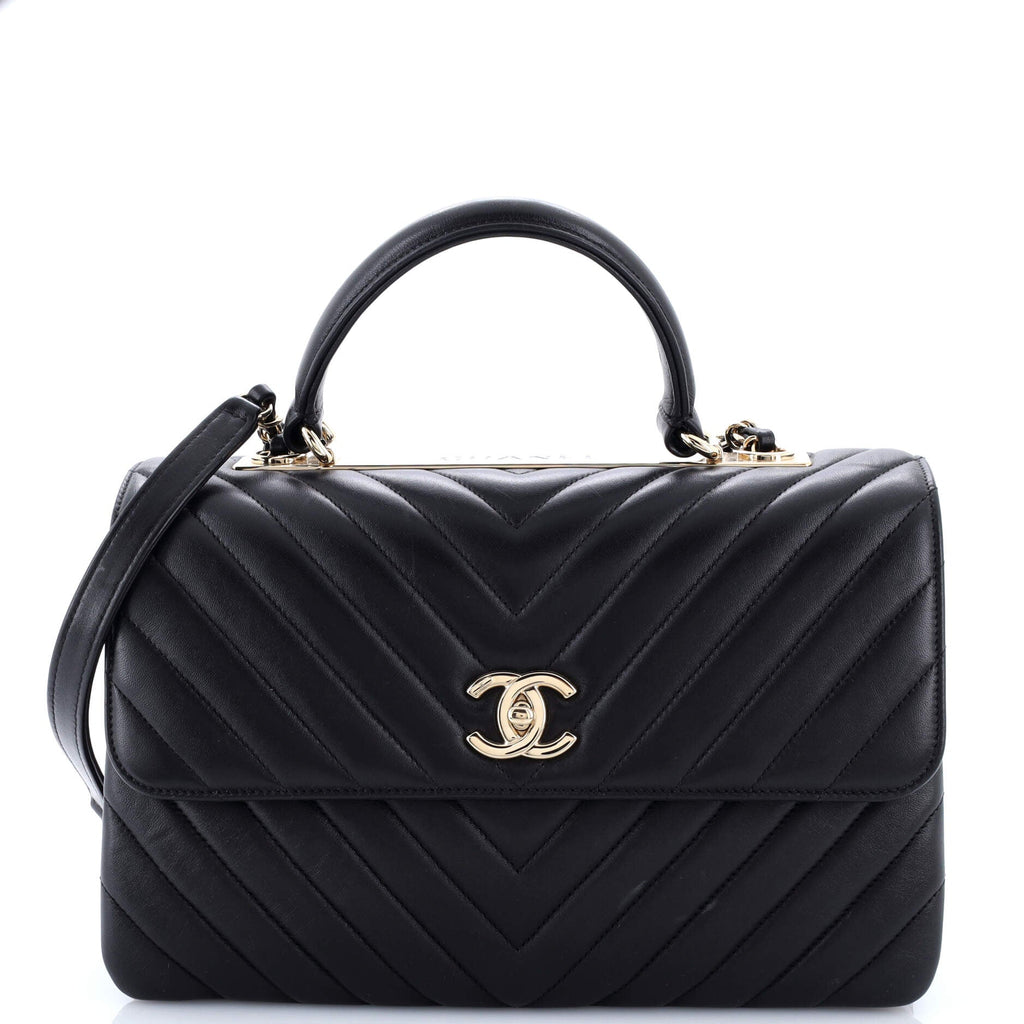 Trendy CC Top Handle Bag Chevron Lambskin Medium