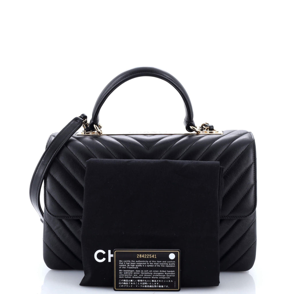 Trendy CC Top Handle Bag Chevron Lambskin Medium
