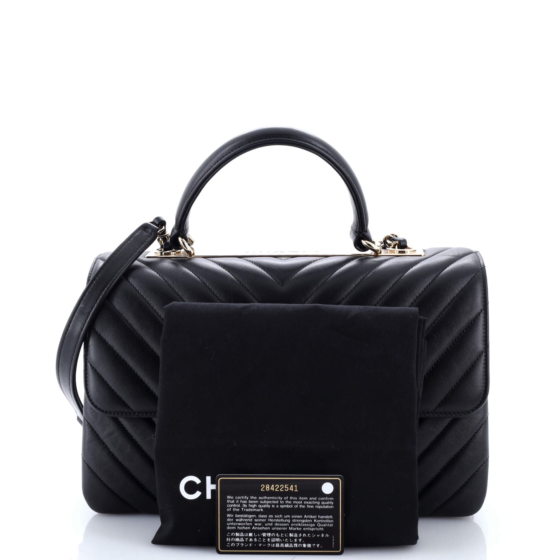 Trendy CC Top Handle Bag Chevron Lambskin Medium
