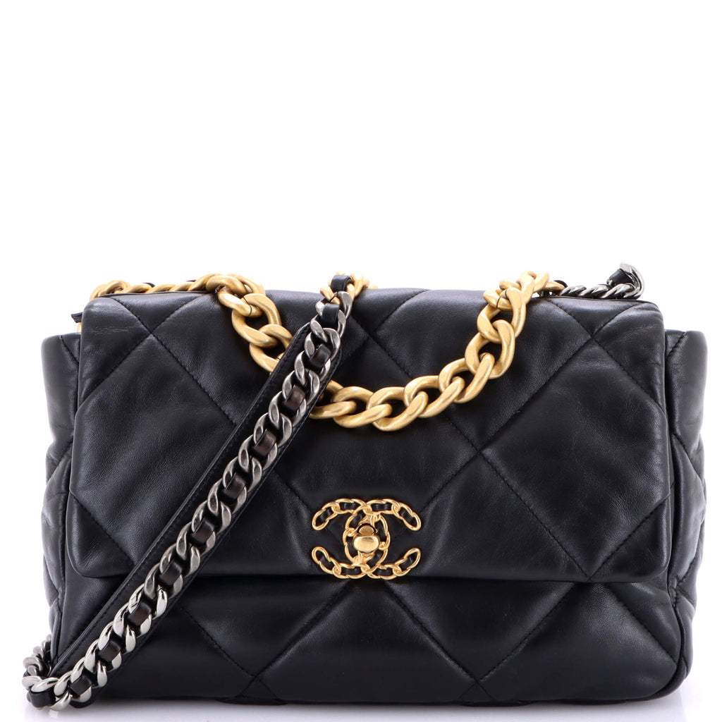 19 Flap Bag Quilted Leather Large