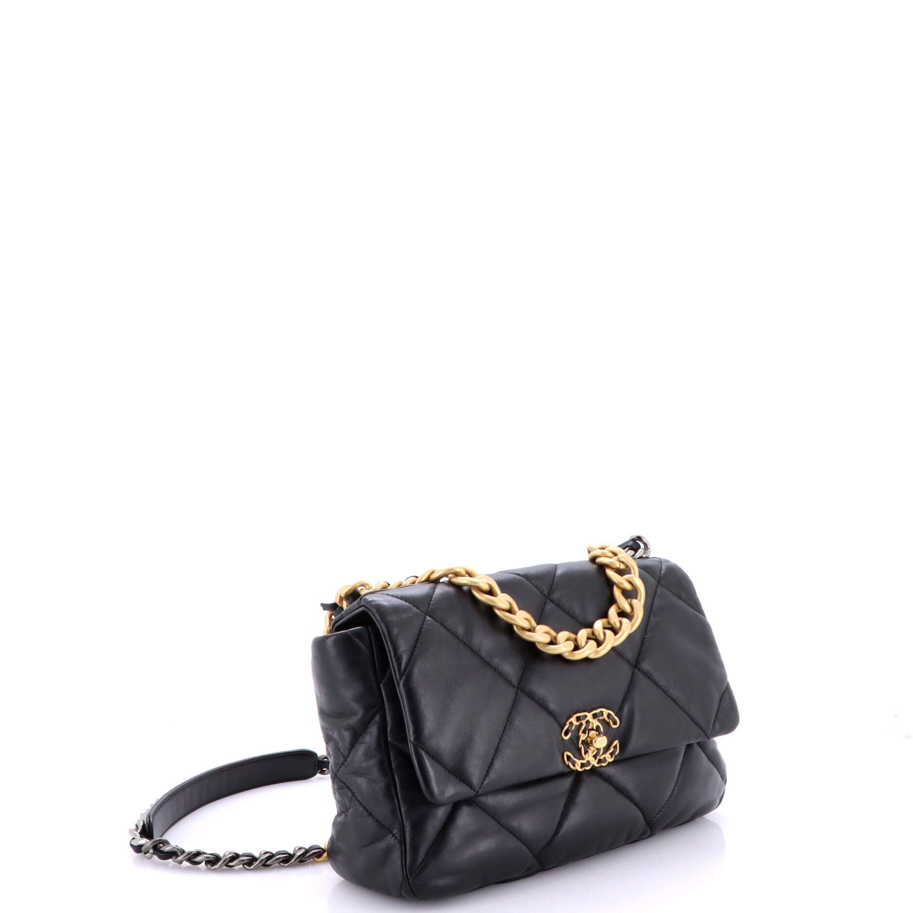 19 Flap Bag Quilted Leather Large
