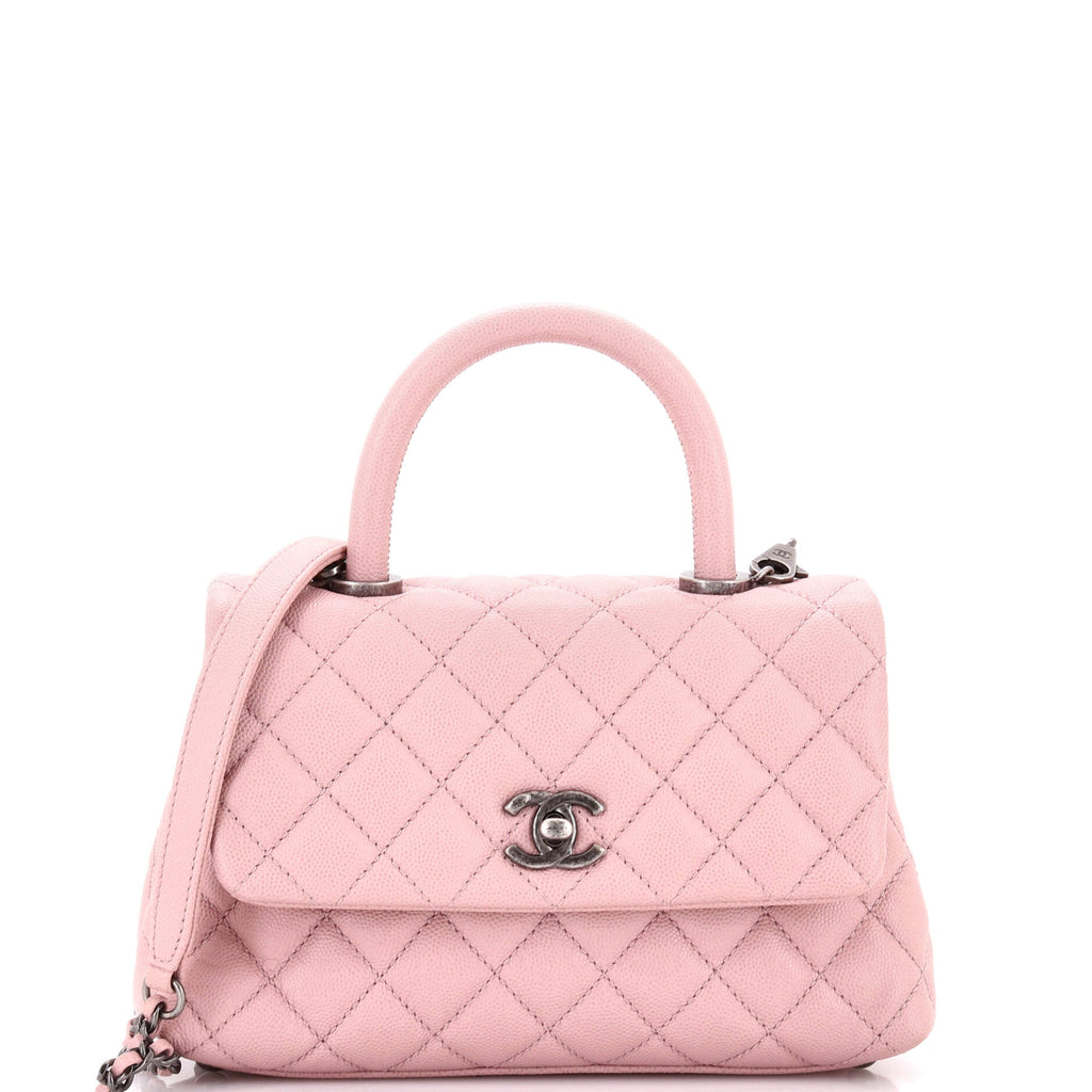 Coco Top Handle Bag Quilted Caviar Mini