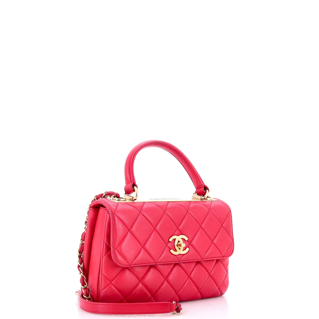 Trendy CC Top Handle Bag Quilted Lambskin Small