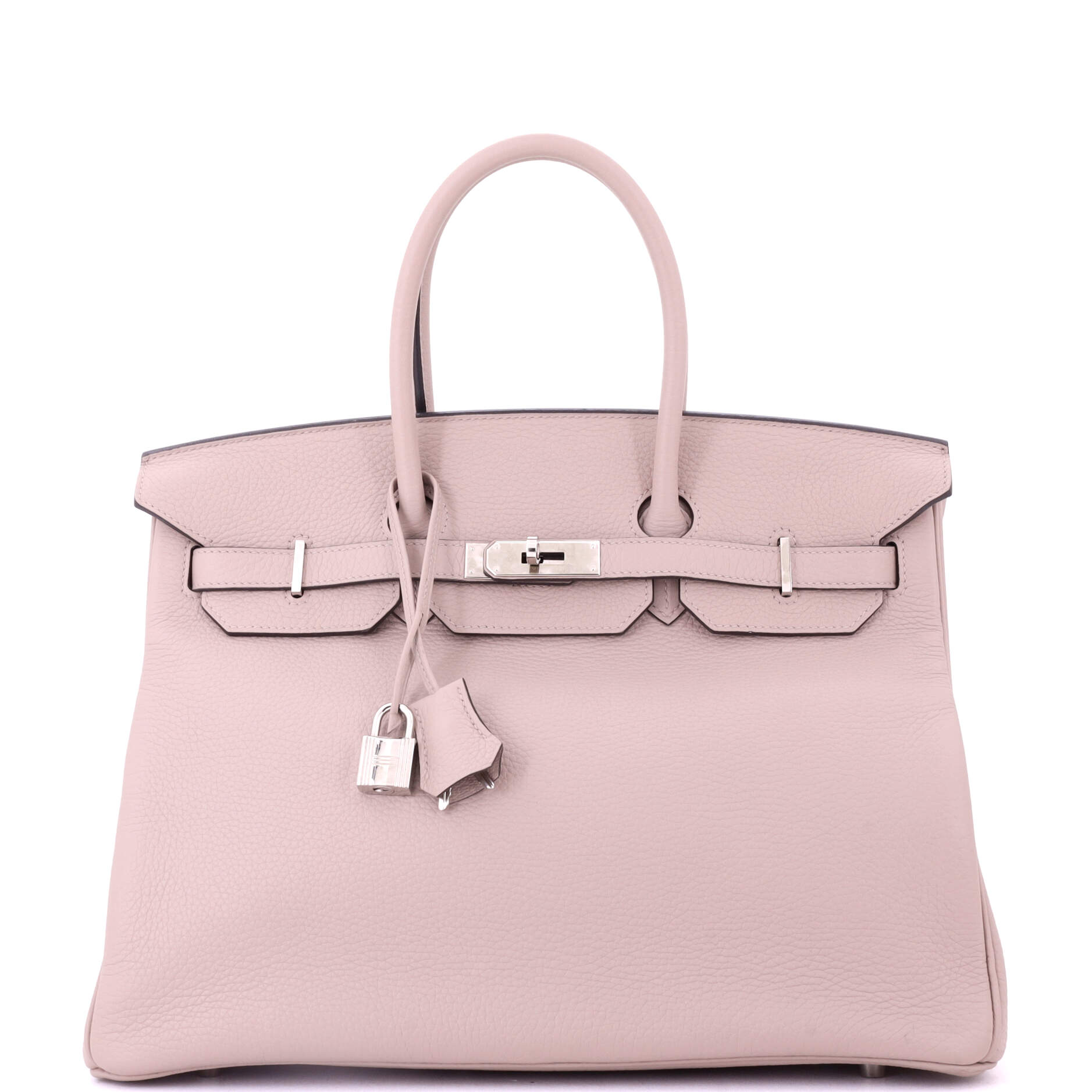 Birkin Handbag Glycine Clemence with Palladium Hardware 35