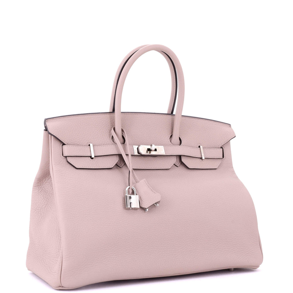 Birkin Handbag Glycine Clemence with Palladium Hardware 35