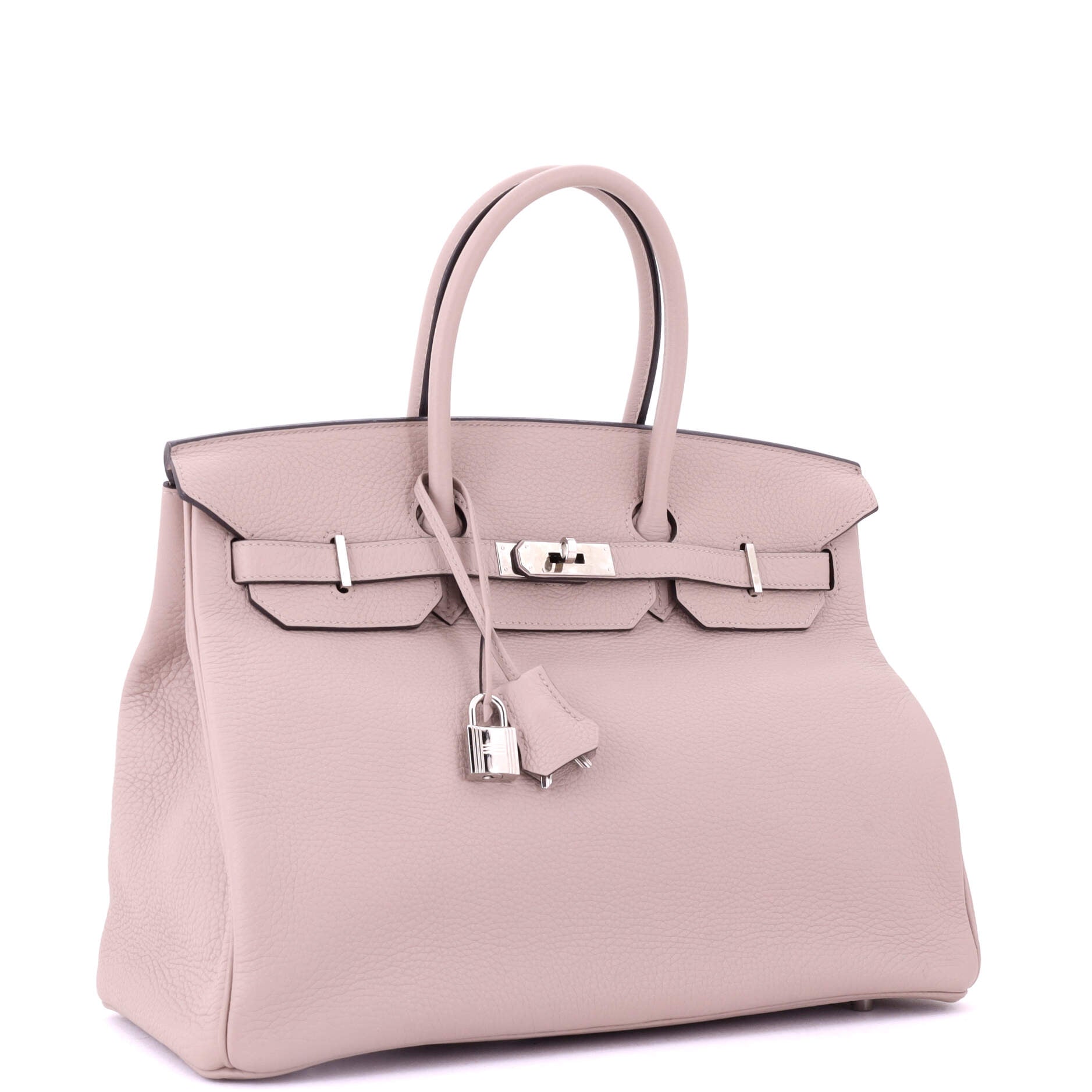 Birkin Handbag Glycine Clemence with Palladium Hardware 35
