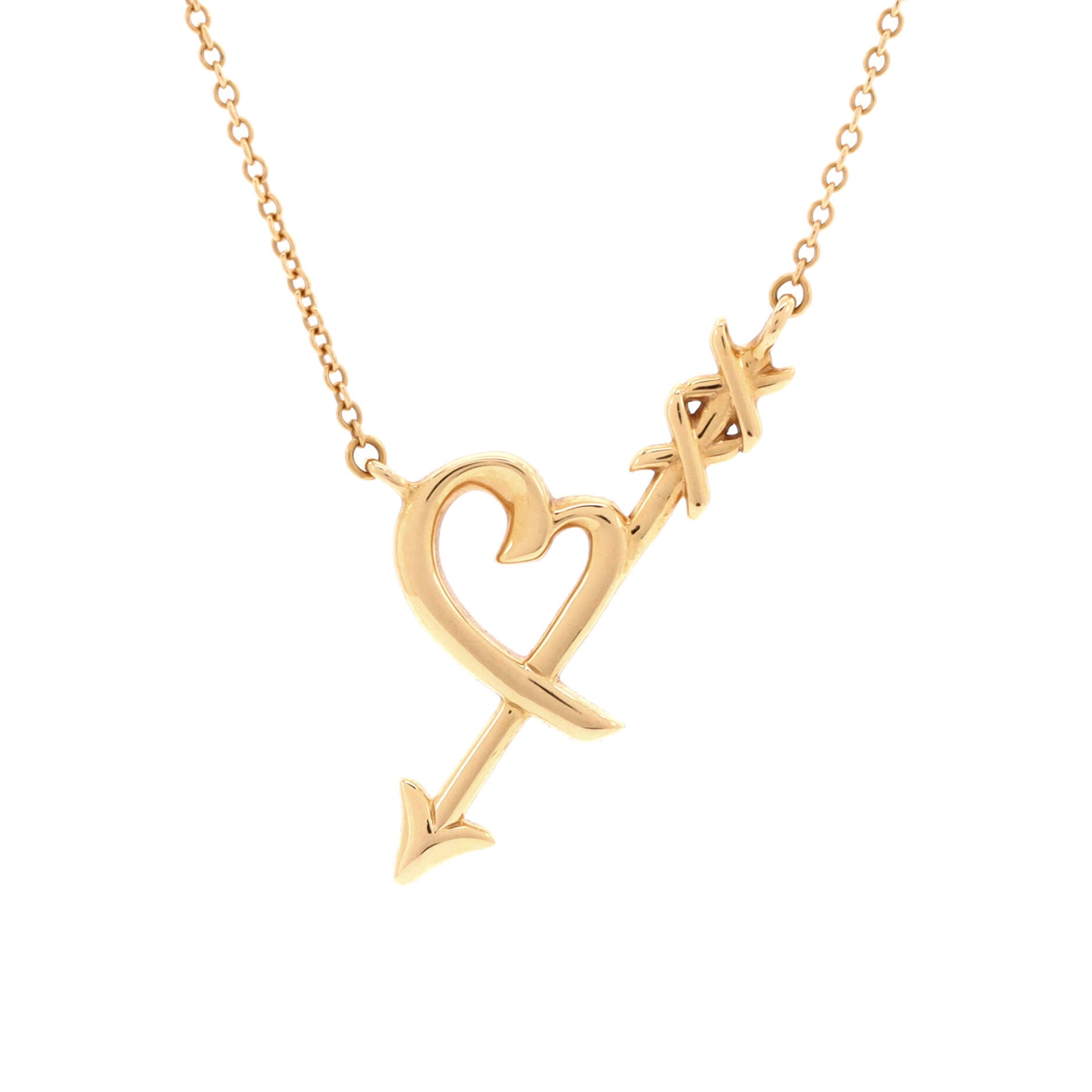Paloma Picasso Graffiti Heart and Arrow Pendant Necklace 18K Rose Gold Small