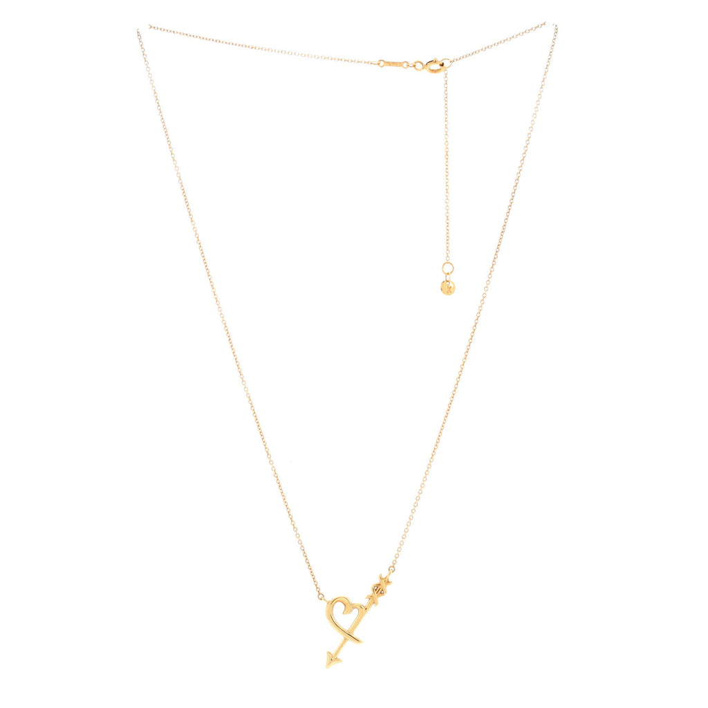 Paloma Picasso Graffiti Heart and Arrow Pendant Necklace 18K Rose Gold Small