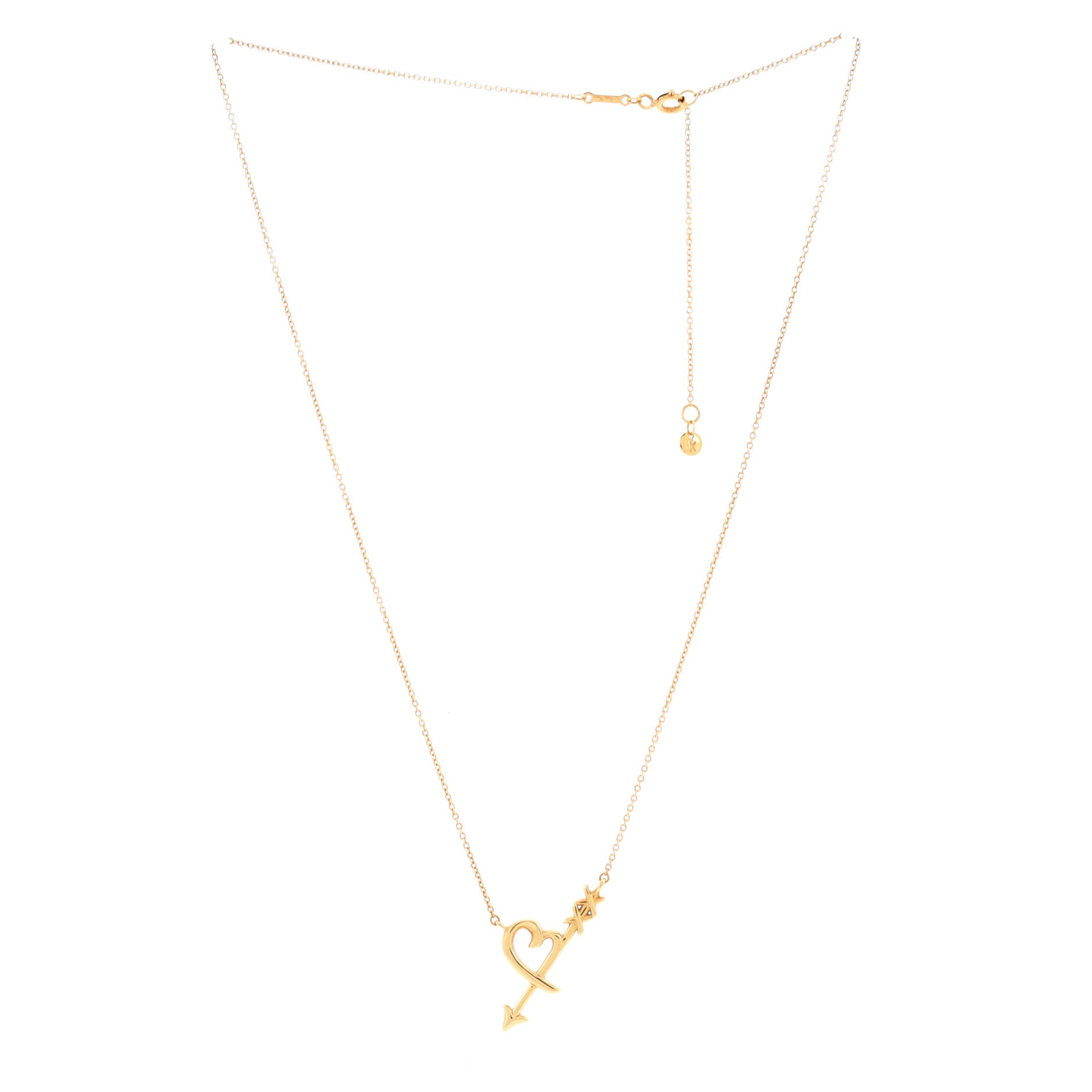 Paloma Picasso Graffiti Heart and Arrow Pendant Necklace 18K Rose Gold Small