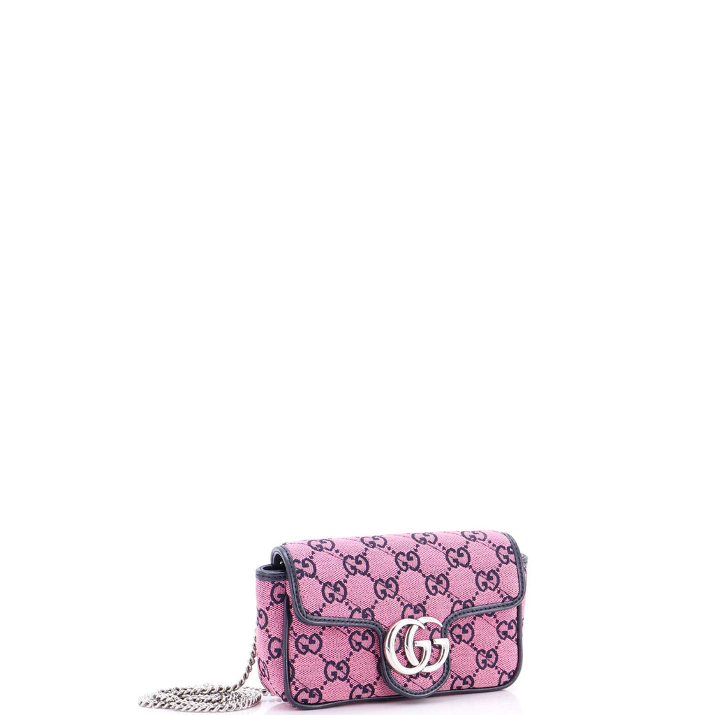 GG Marmont Flap Bag Diagonal Quilted GG Canvas Super Mini