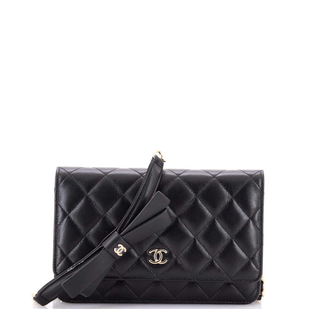 Bow Strap Wallet on Chain Quilted Lambskin