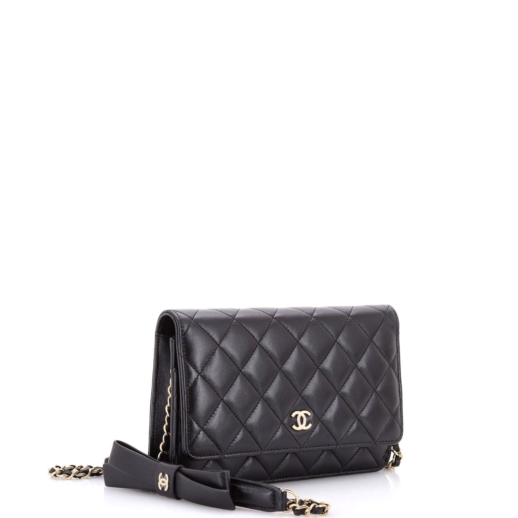 Bow Strap Wallet on Chain Quilted Lambskin