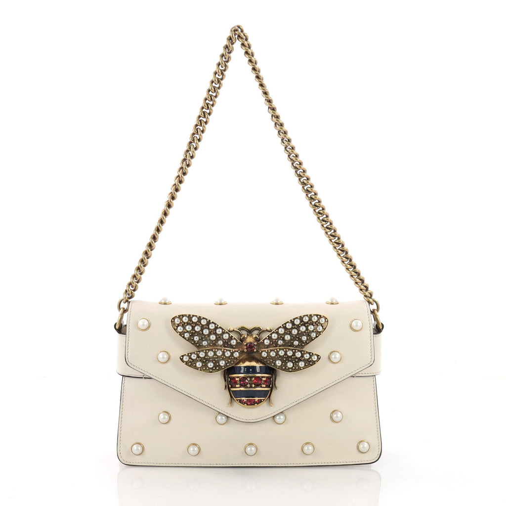 Broadway Pearly Bee Shoulder Bag Embellished Leather Mini
