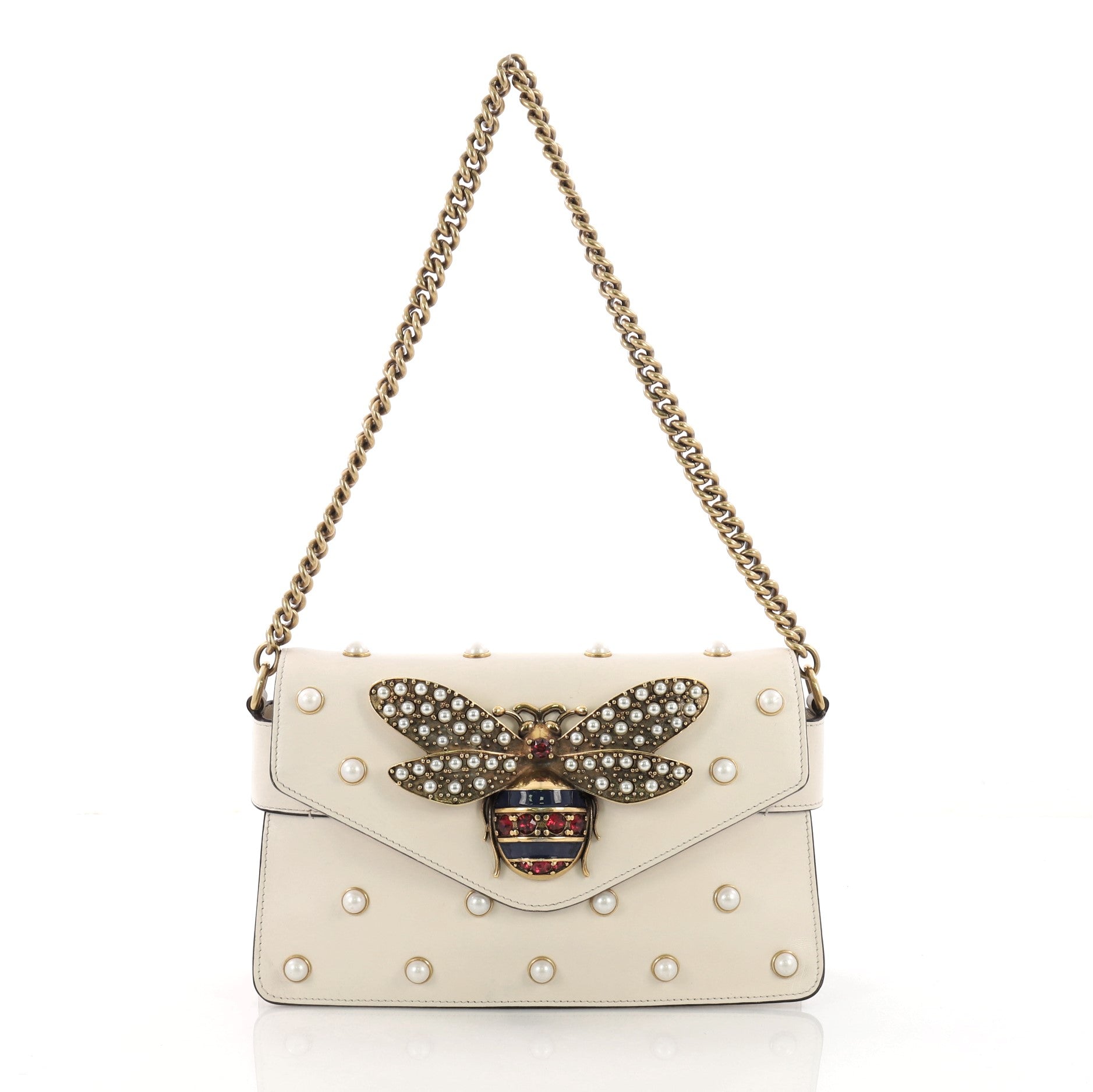 Broadway Pearly Bee Shoulder Bag Embellished Leather Mini