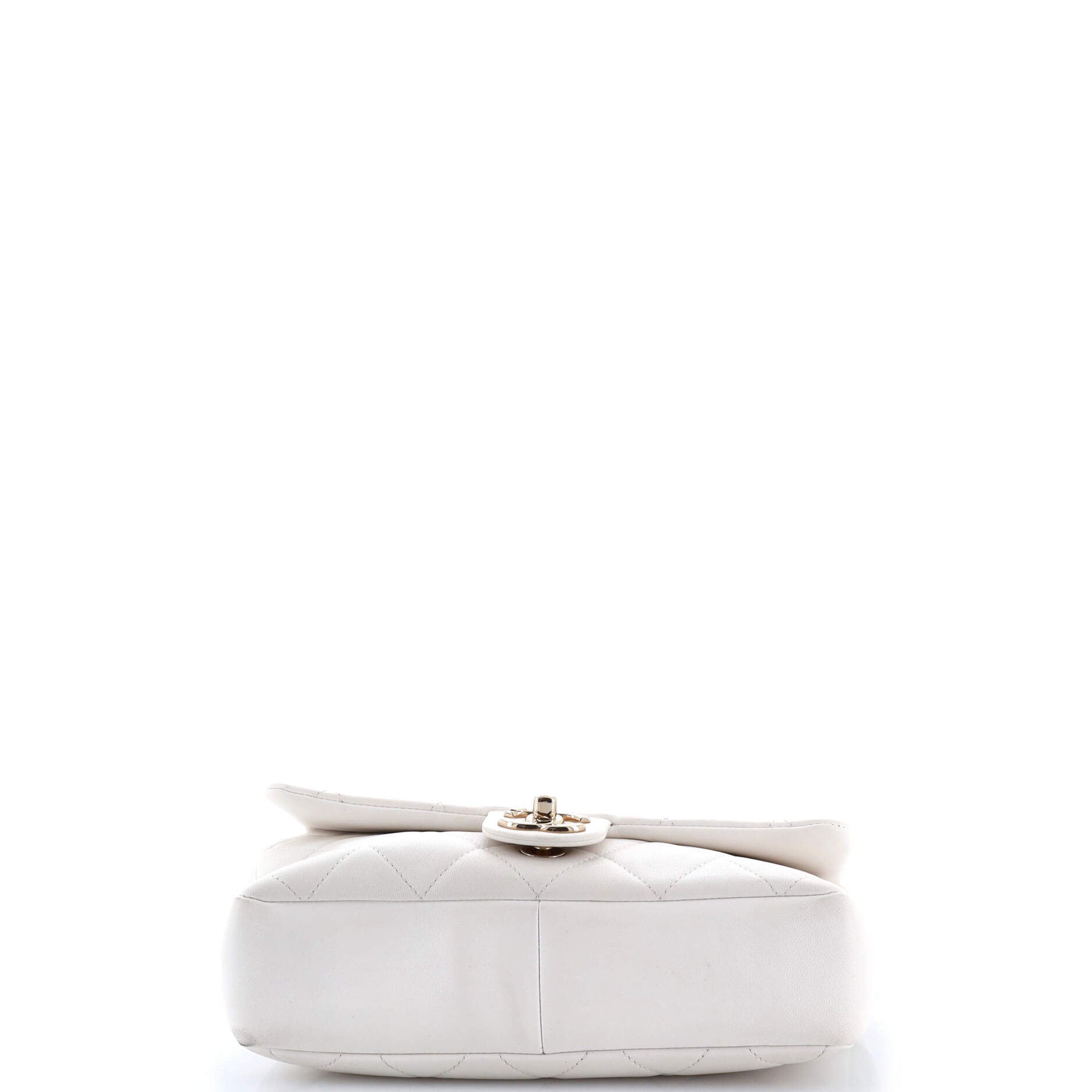 Resin Elegant Chain Flap Bag Quilted Lambskin Small