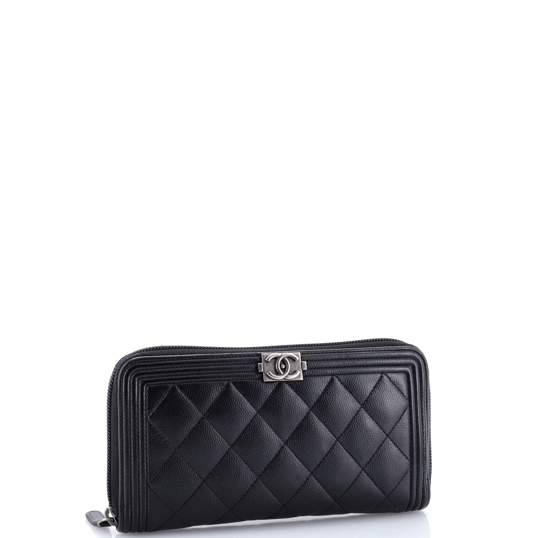 Boy Zip Around Wallet Quilted Caviar Long