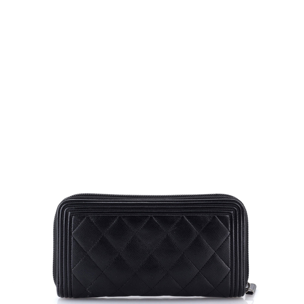 Boy Zip Around Wallet Quilted Caviar Long