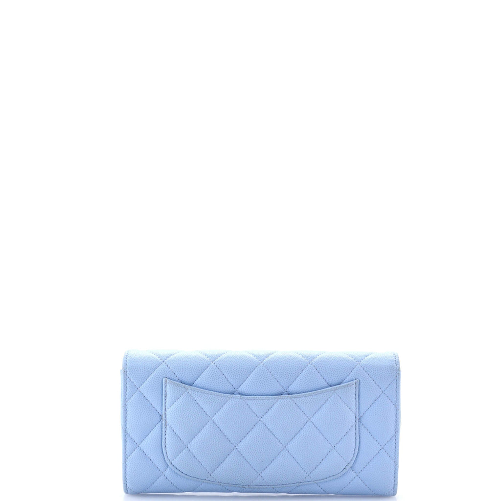 CC Gusset Classic Flap Wallet Quilted Caviar Long