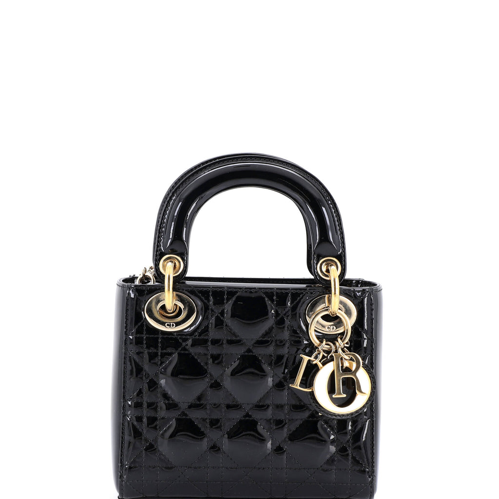 Lady Dior Chain Bag Cannage Quilt Patent Mini