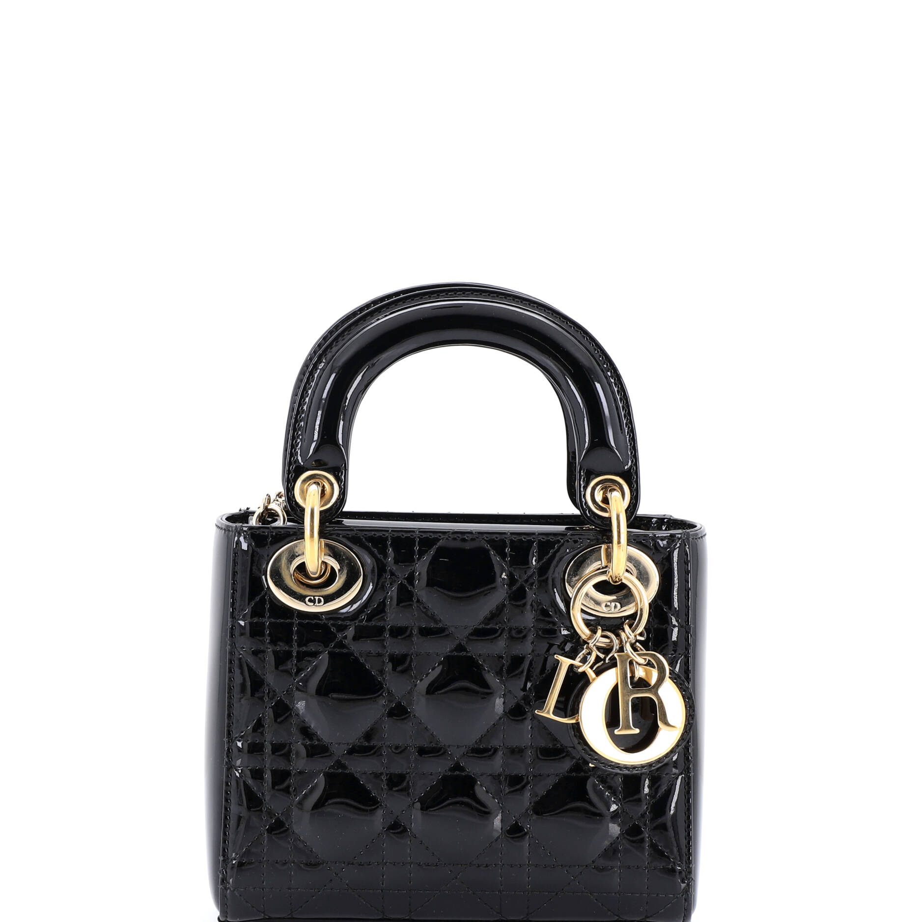 Lady Dior Chain Bag Cannage Quilt Patent Mini