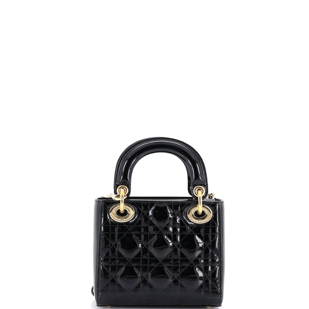 Lady Dior Chain Bag Cannage Quilt Patent Mini
