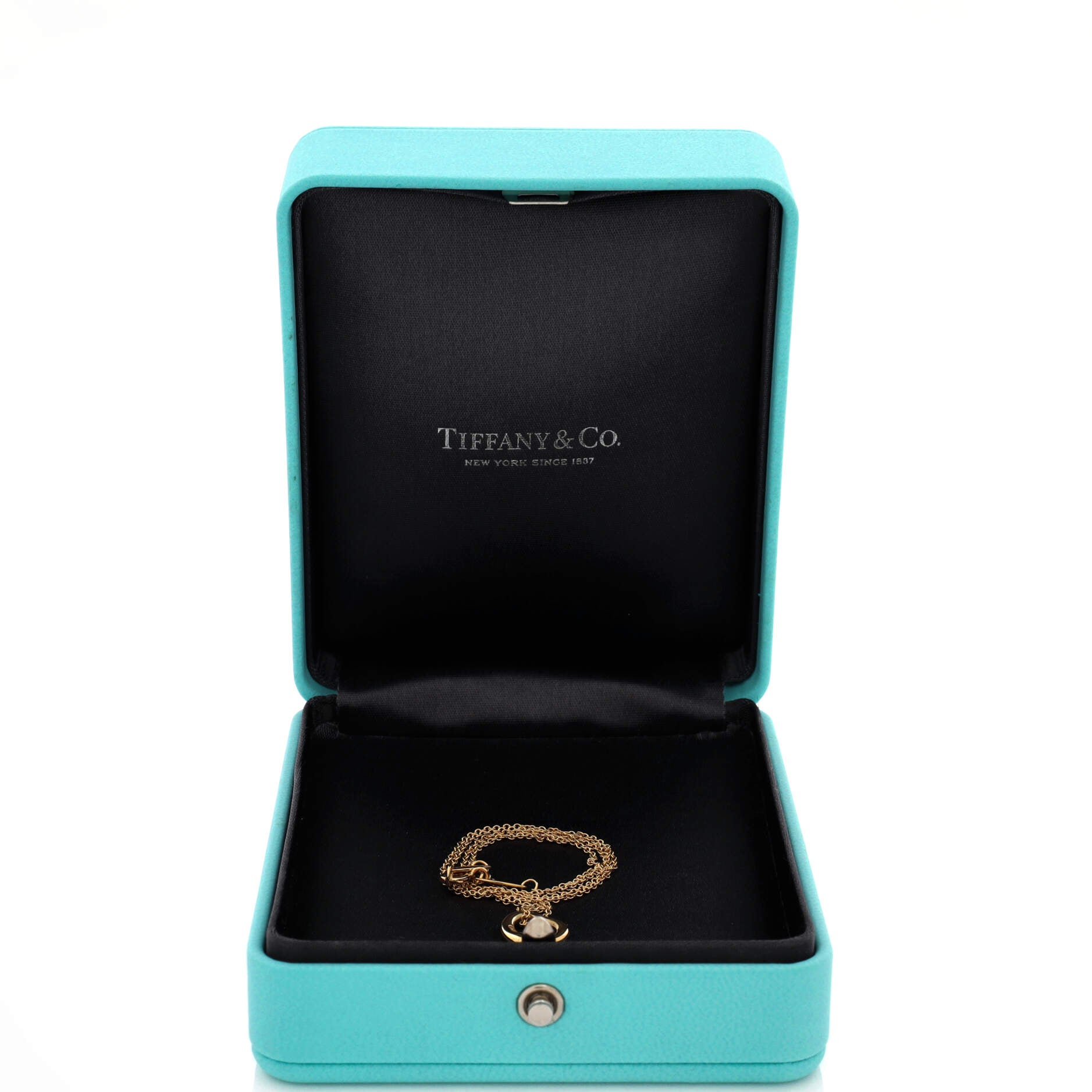 Elsa Peretti Open Heart 3 Diamonds Pendant Necklace 18K Yellow Gold with Diamonds 11mm
