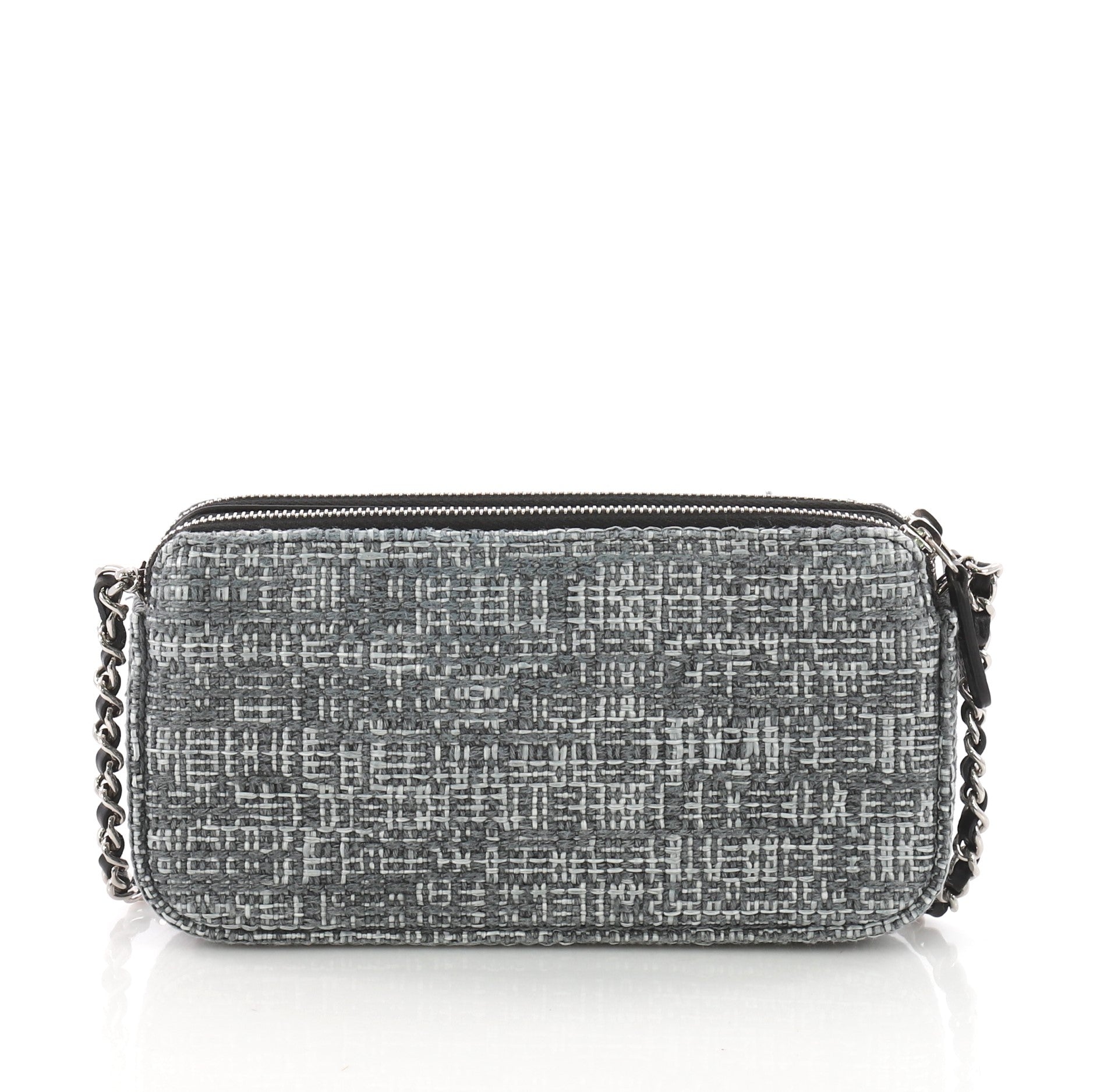 Deauville Double Zip Clutch with Chain Canvas