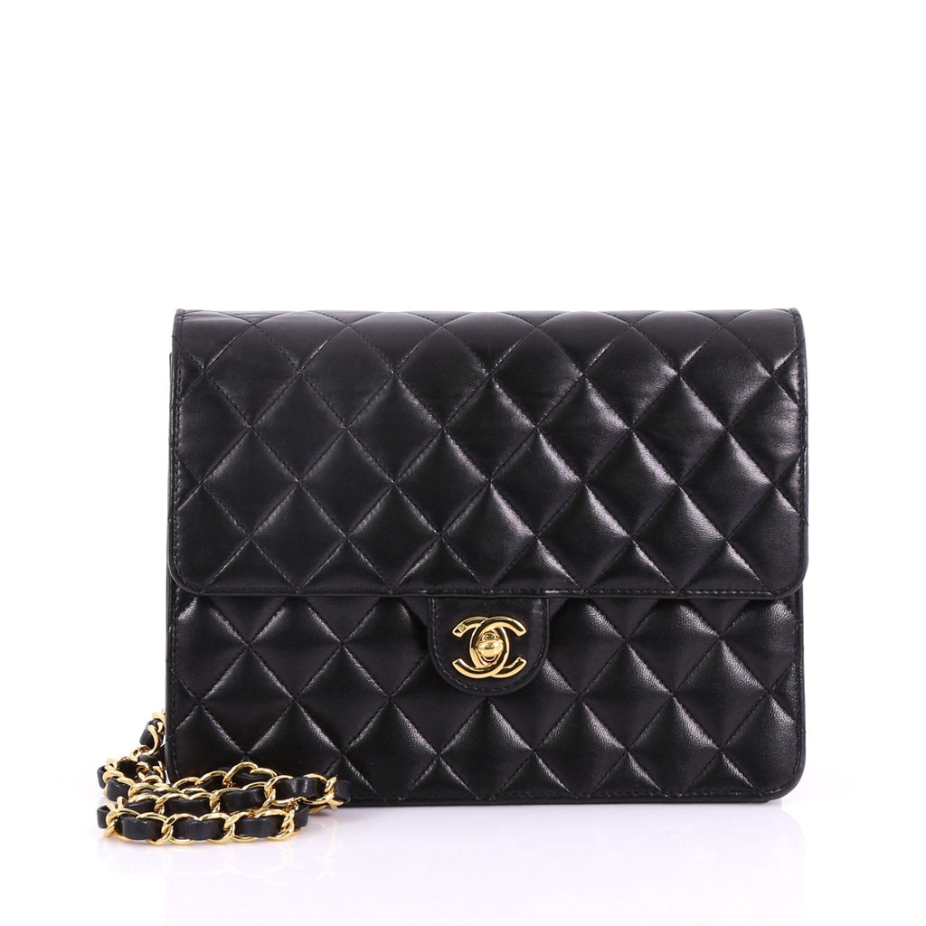 Vintage Clutch with Chain Quilted Leather Small