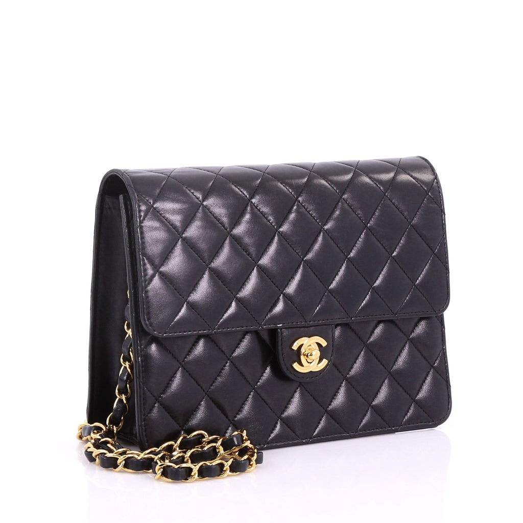 Vintage Clutch with Chain Quilted Leather Small