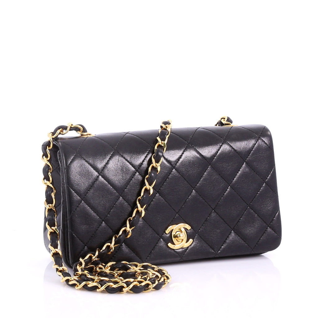 Vintage 3 Way Full Flap Bag Quilted Lambskin Mini