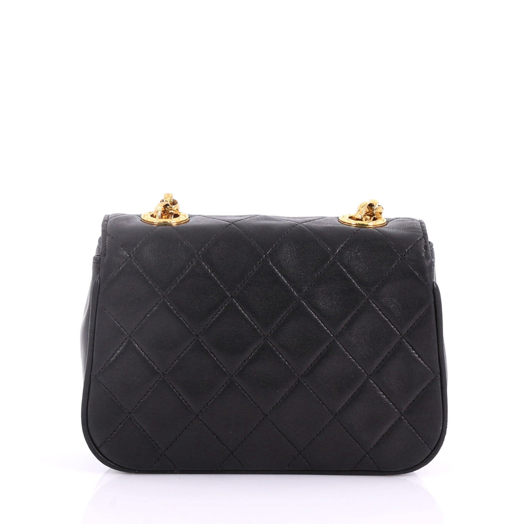 Vintage Round Flap Bag Quilted Leather Mini