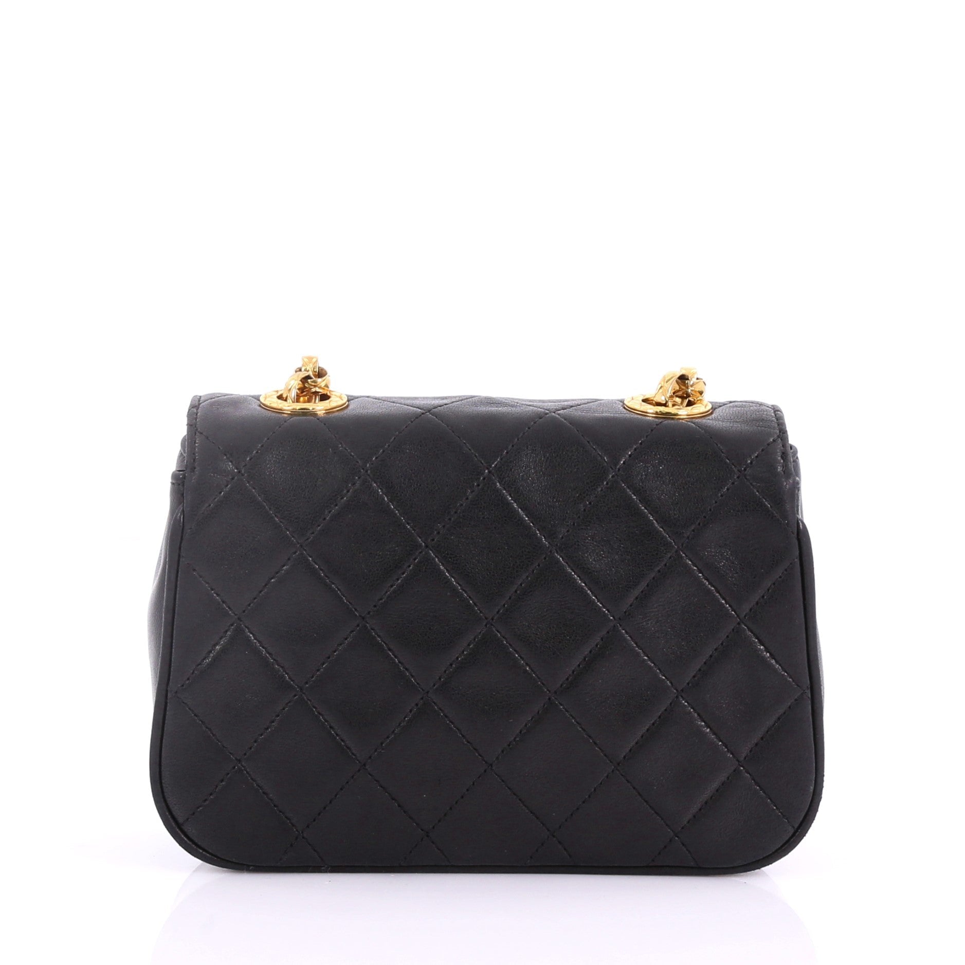 Vintage Round Flap Bag Quilted Leather Mini