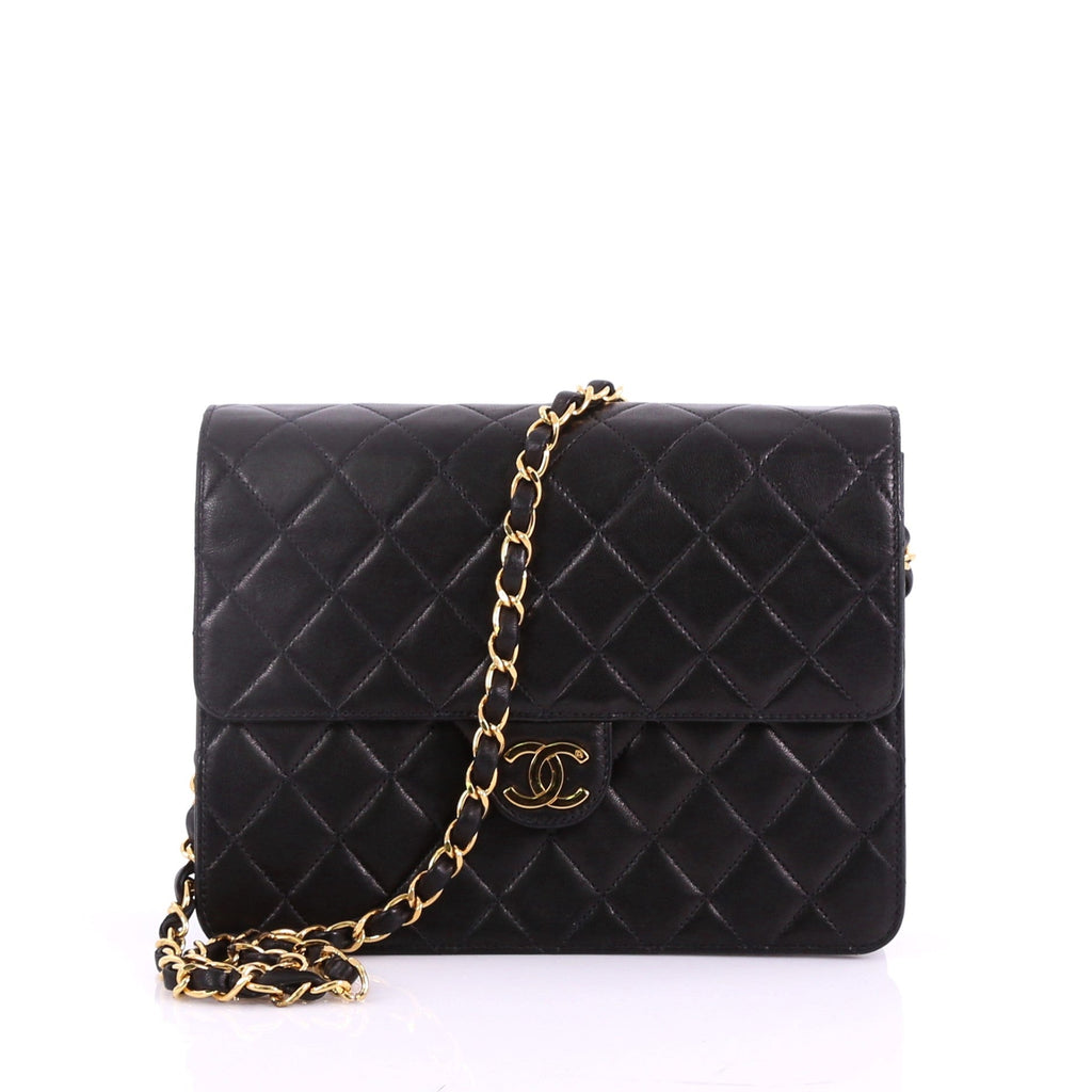 Vintage Clutch with Chain Quilted Leather Small