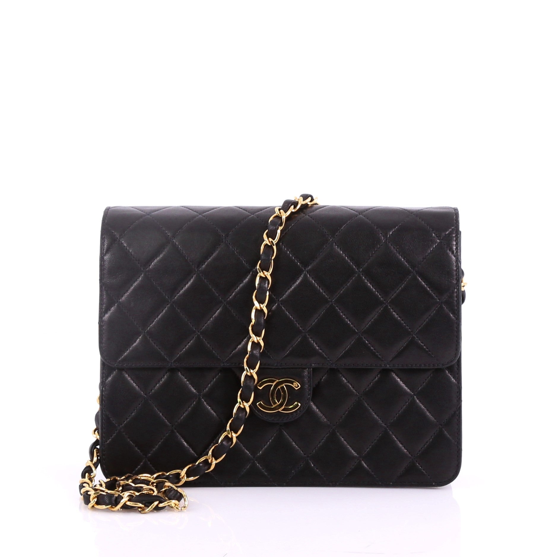 Vintage Clutch with Chain Quilted Leather Small