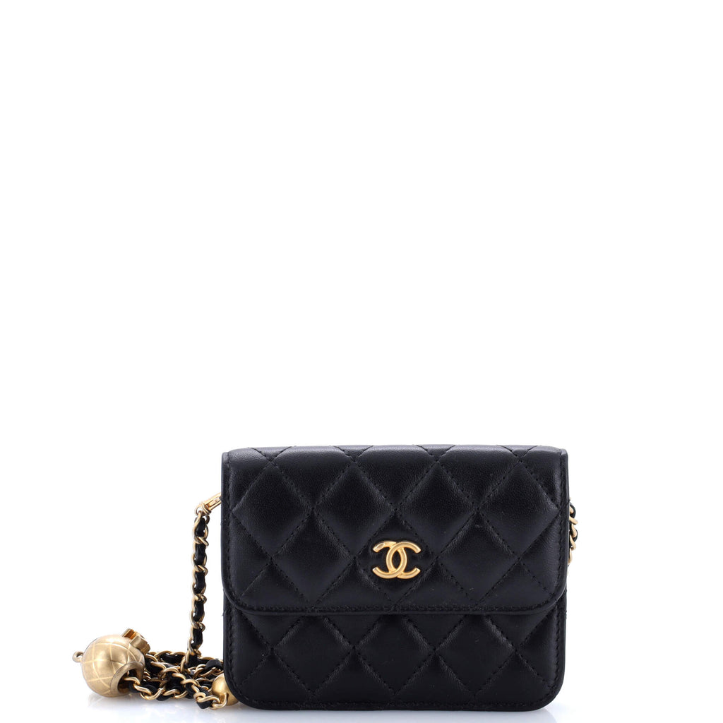 Pearl Crush Flap Clutch with Chain Quilted Lambskin Mini