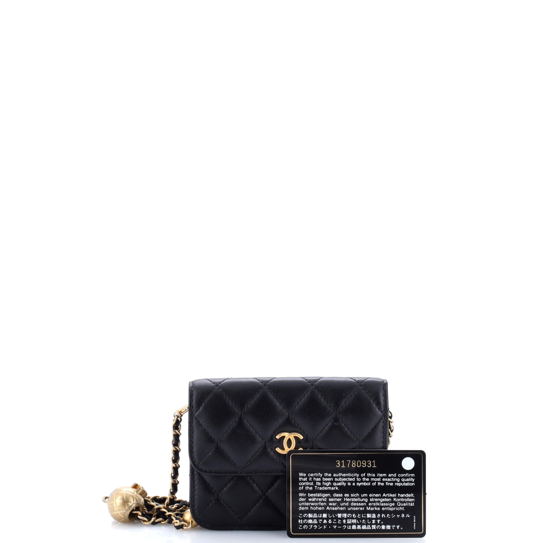 Pearl Crush Flap Clutch with Chain Quilted Lambskin Mini