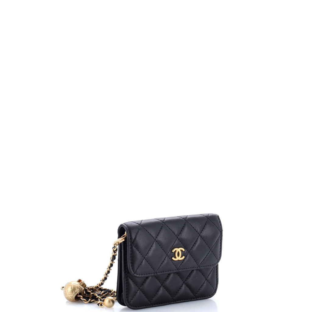 Pearl Crush Flap Clutch with Chain Quilted Lambskin Mini
