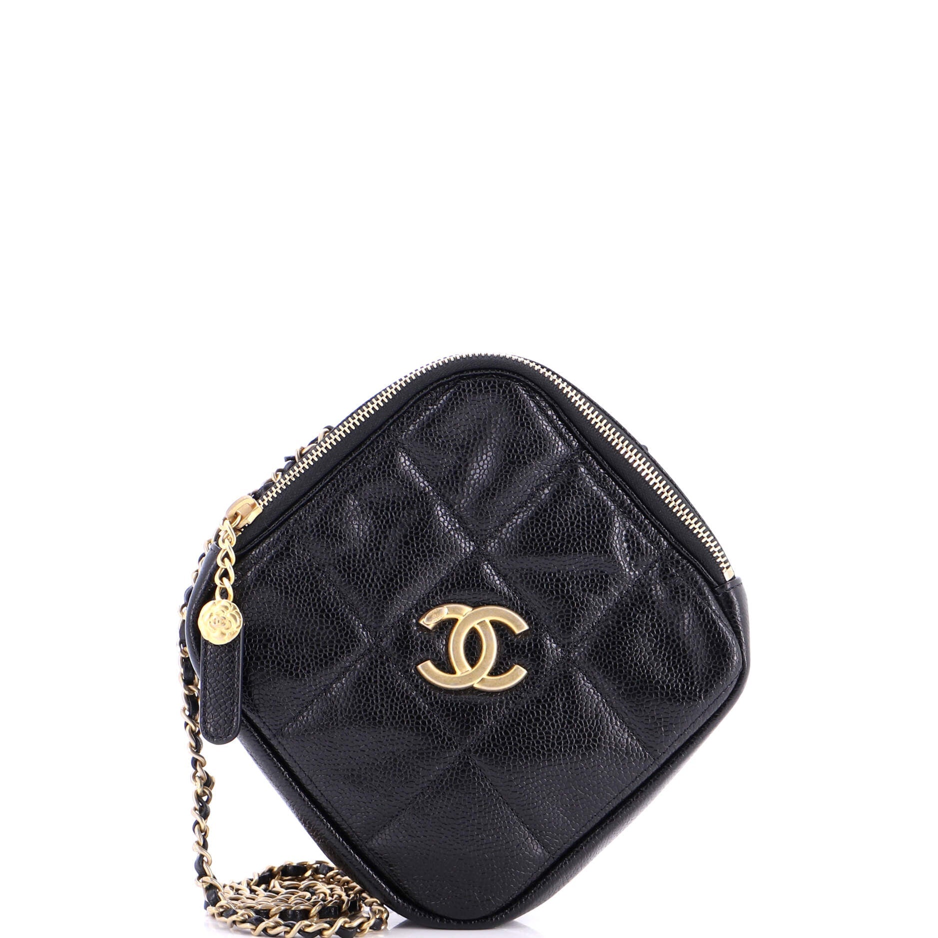 Diamond Chain Crossbody Bag Quilted Caviar Small