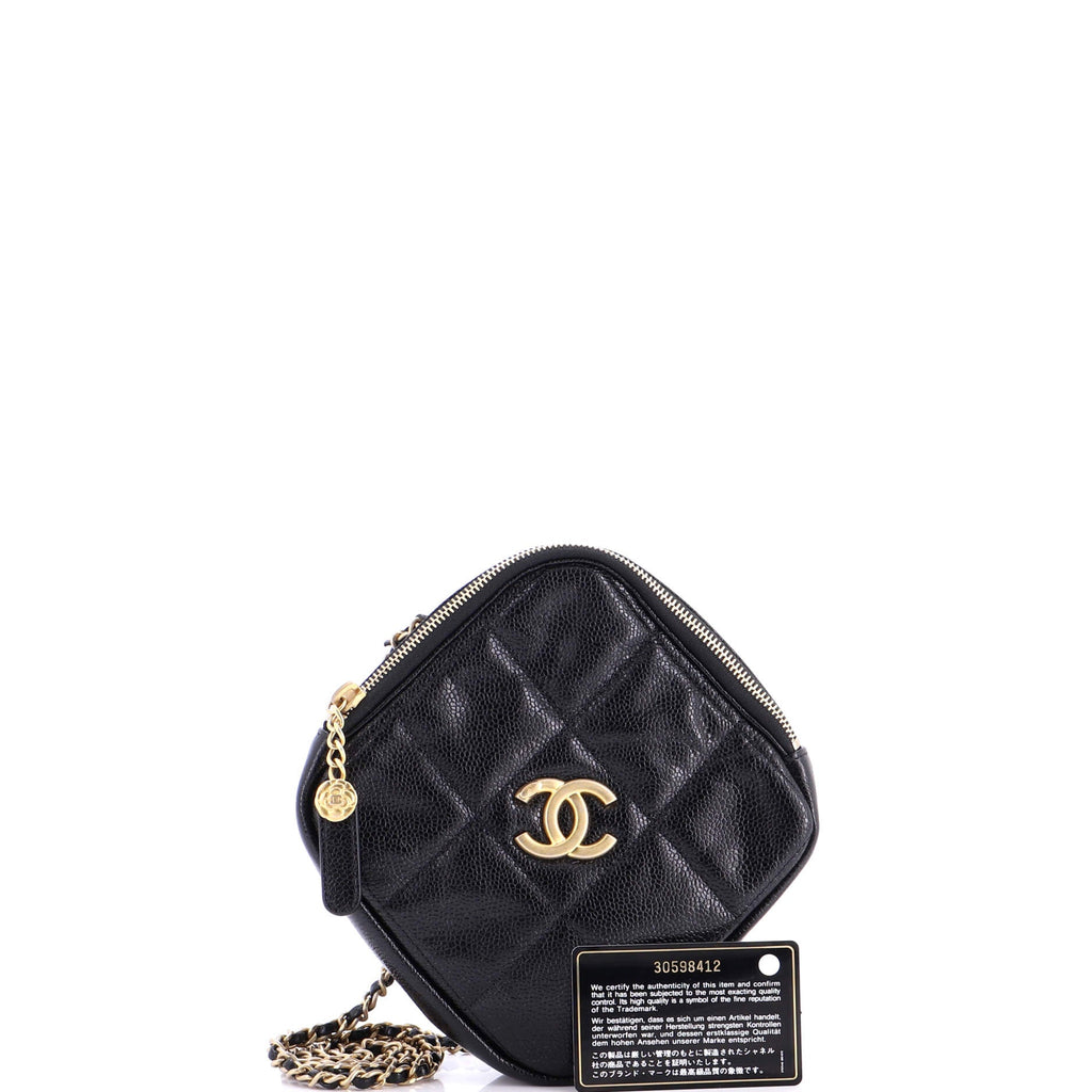 Diamond Chain Crossbody Bag Quilted Caviar Small