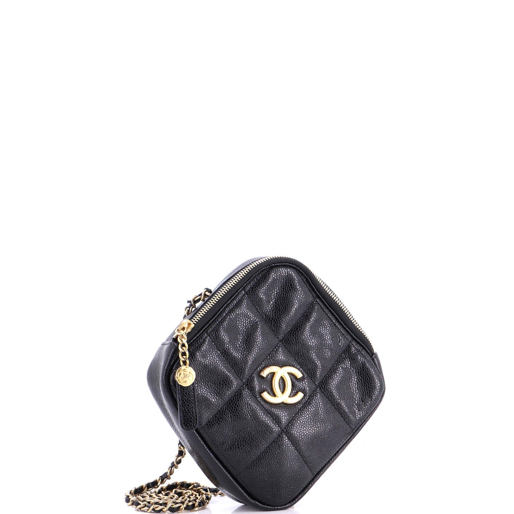 Diamond Chain Crossbody Bag Quilted Caviar Small