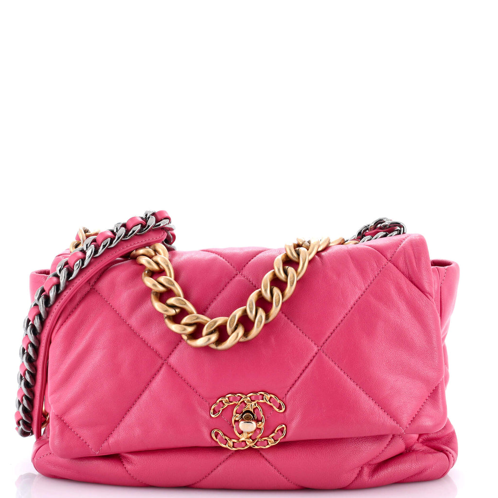 19 Flap Bag Quilted Leather Large
