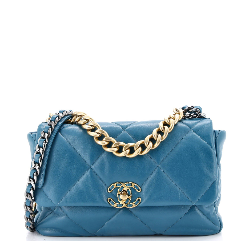 19 Flap Bag Quilted Leather Large