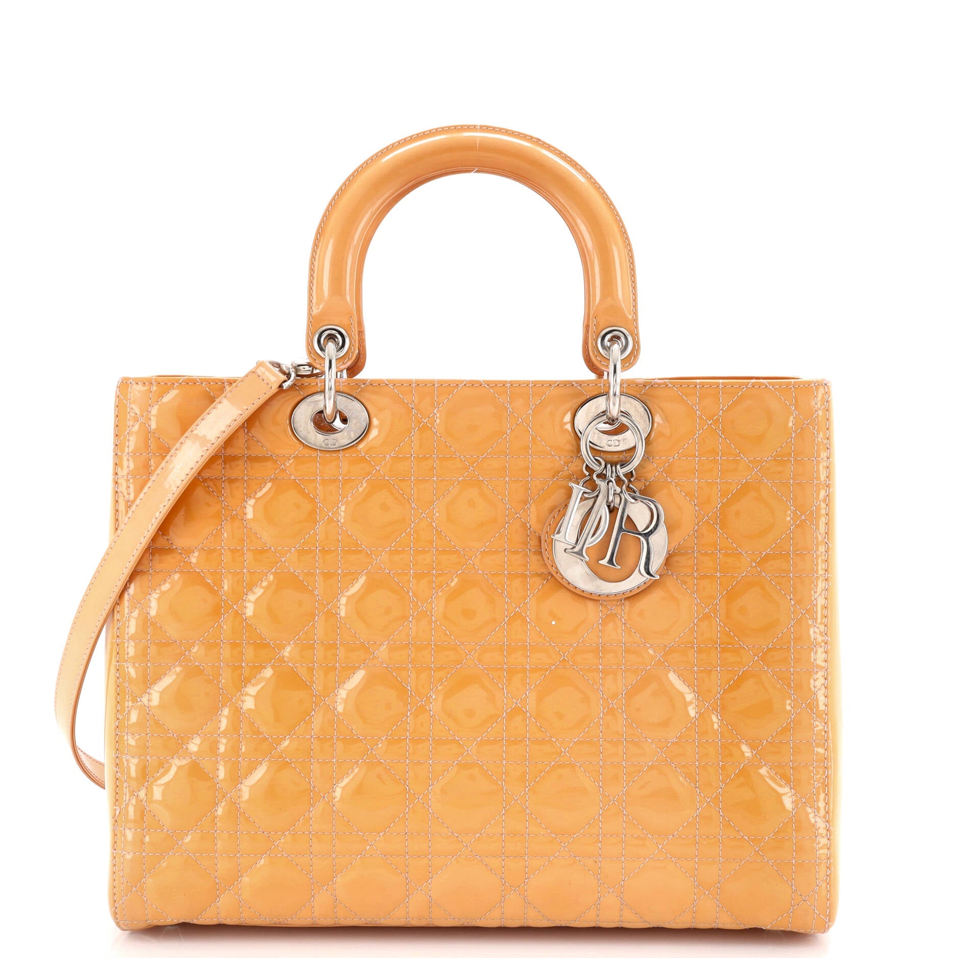 Lady Dior Bag Cannage Quilt Patent Large