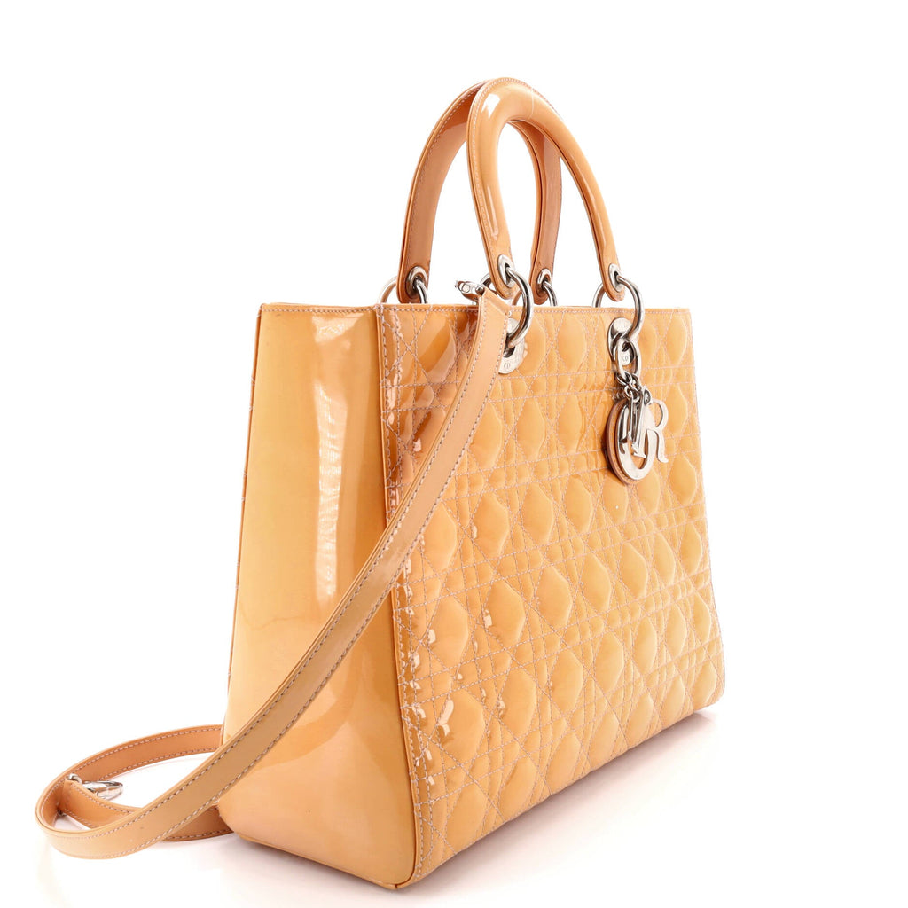 Lady Dior Bag Cannage Quilt Patent Large