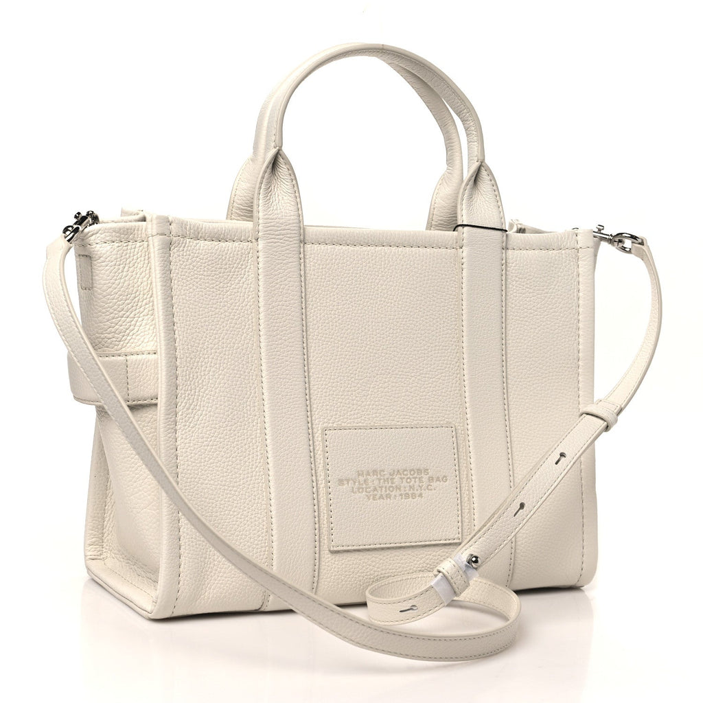 Grained Calfskin Medium The Tote Bag Cotton Silver