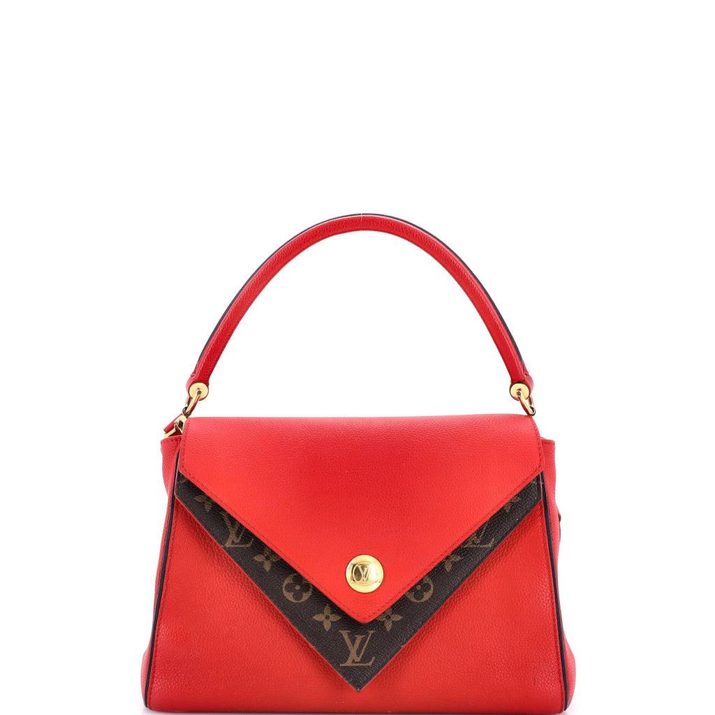Double V Handbag Calfskin with Monogram Canvas