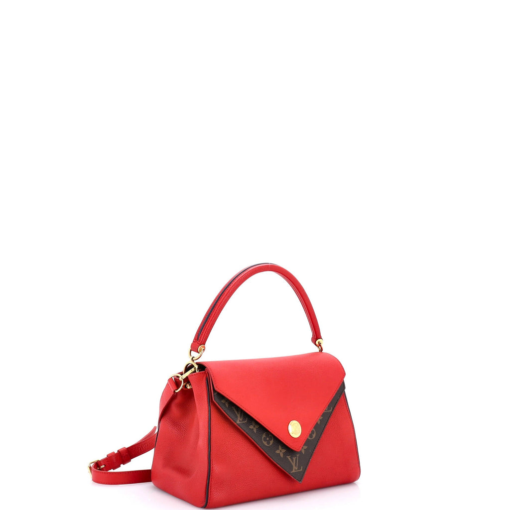 Double V Handbag Calfskin with Monogram Canvas