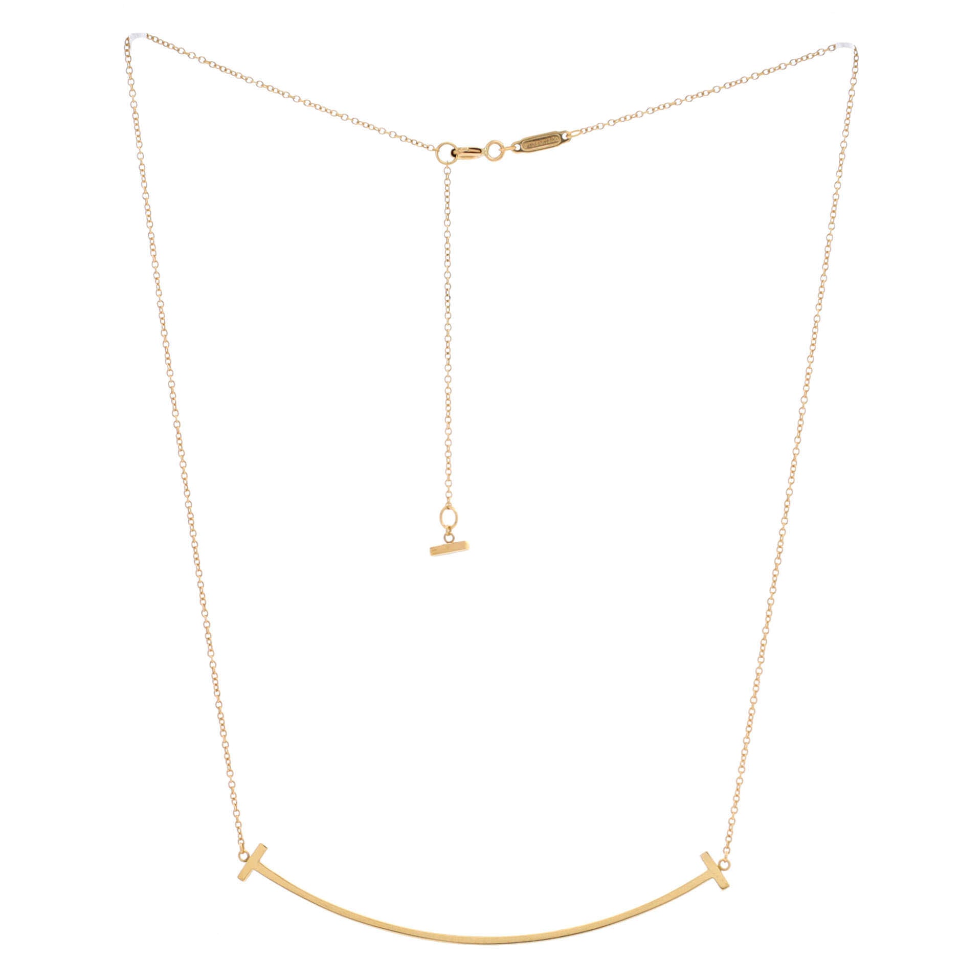 T Smile Pendant Necklace 18K Yellow Gold Large