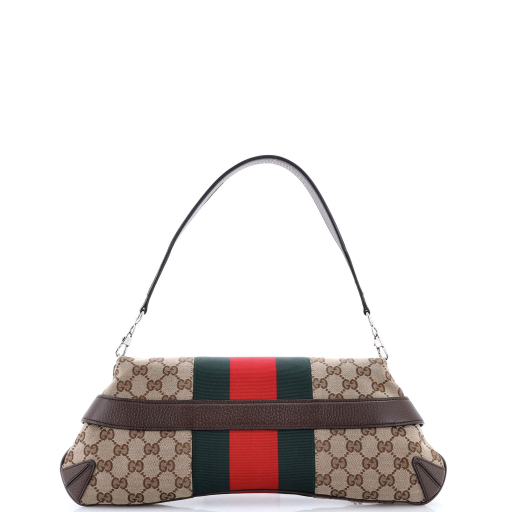 Horsebit NM Web Chain Clutch GG Canvas Small